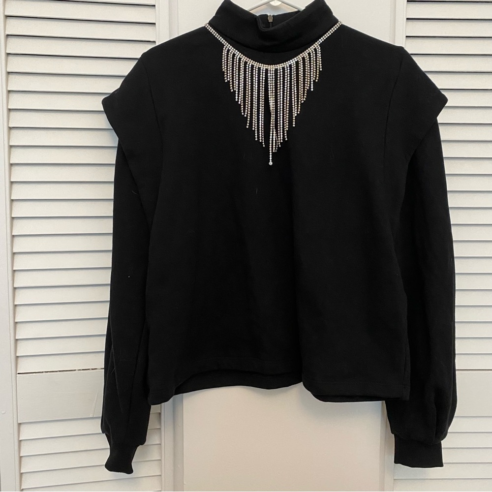 Zara Sweatshirt with beaded necklace attached size L